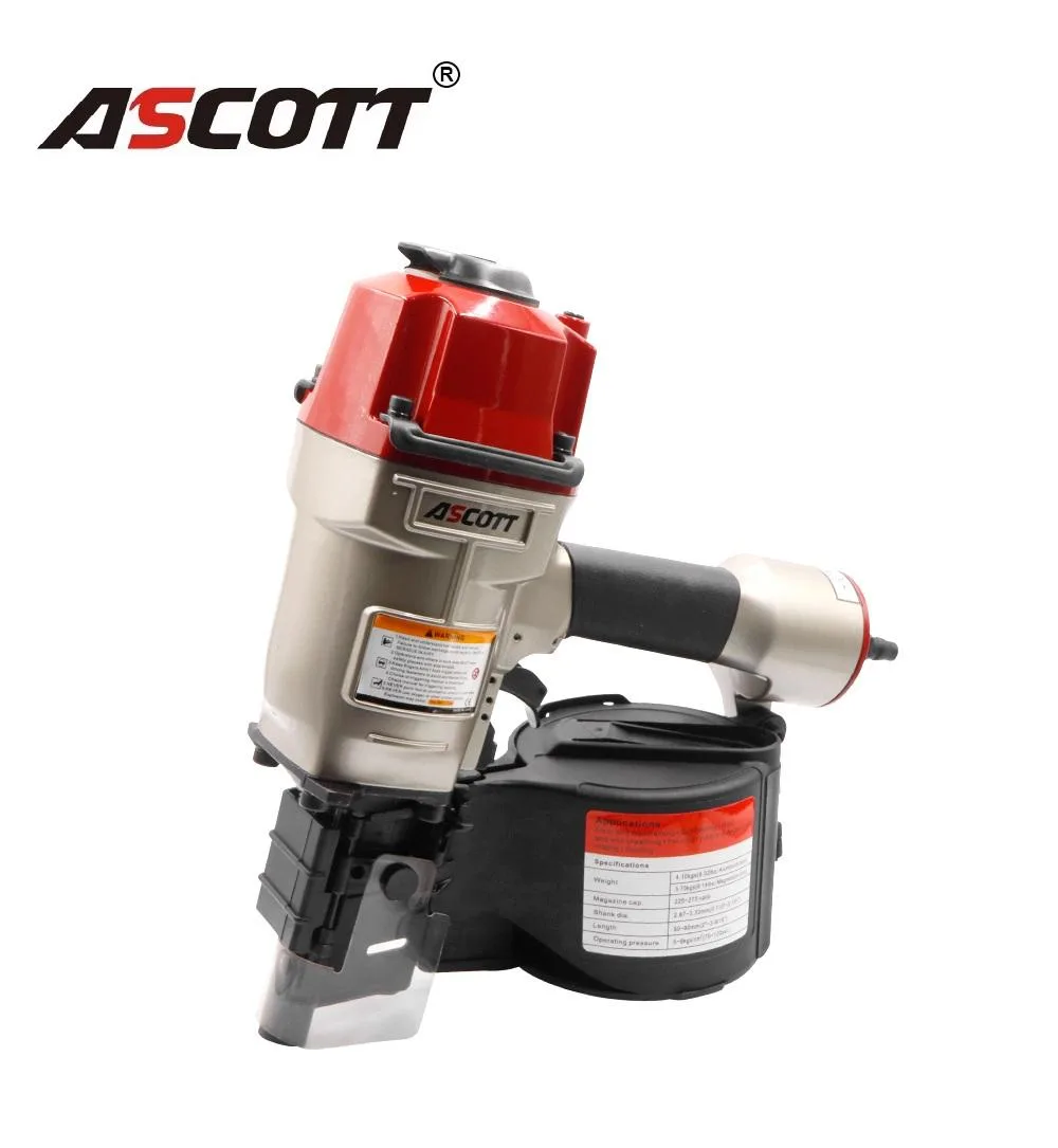 ASCOTT CN90: 3-1/2" Industrial Coil Nailer with 360° Adjustable Exhaust for Heavy Framing